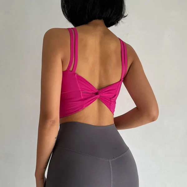 Lingerie Push Up Fixed Pad Back knotted Underwear Running Vest Gym Tops - Image 4