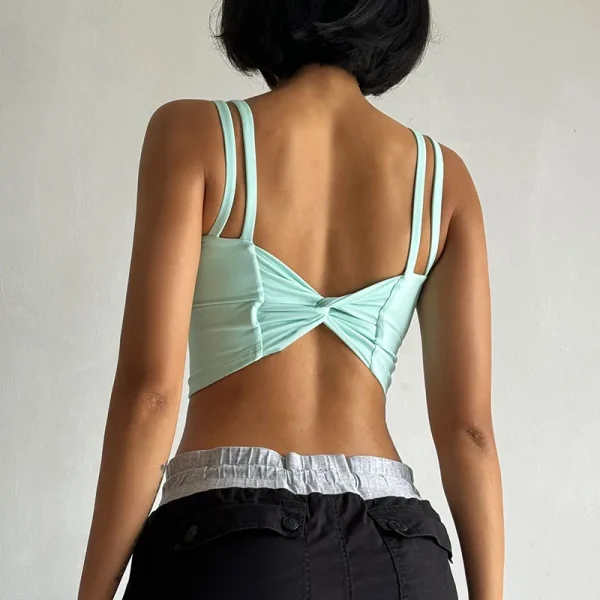 Lingerie Push Up Fixed Pad Back knotted Underwear Running Vest Gym Tops - Image 12
