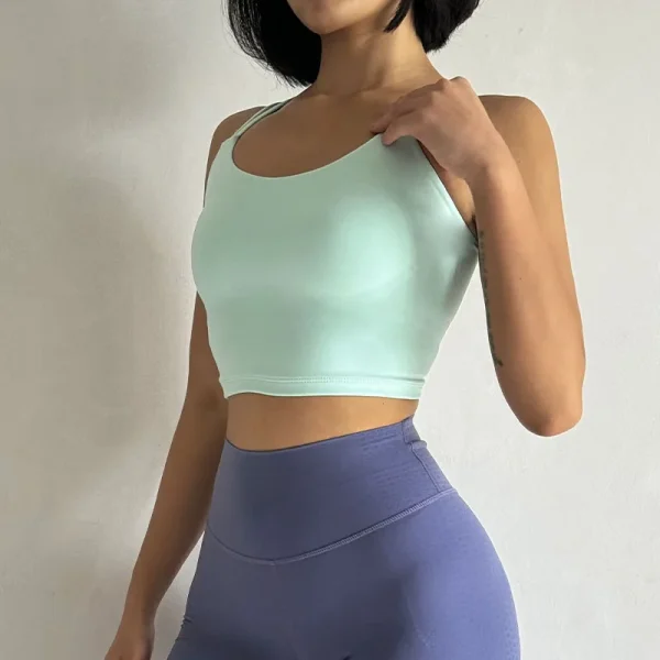 Lingerie Push Up Fixed Pad Back knotted Underwear Running Vest Gym Tops - Image 11