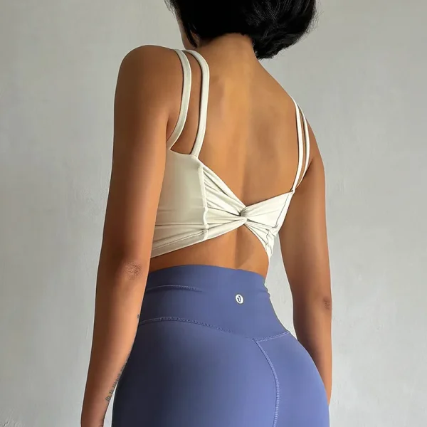 Lingerie Push Up Fixed Pad Back knotted Underwear Running Vest Gym Tops - Image 9