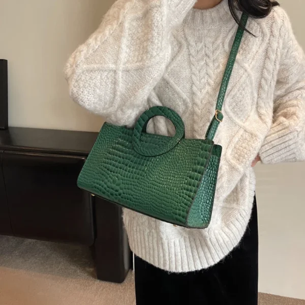 Luxury Designer PU Leather Crocodile Pattern Versatile Shoulder Crossbody Bag - Image 16