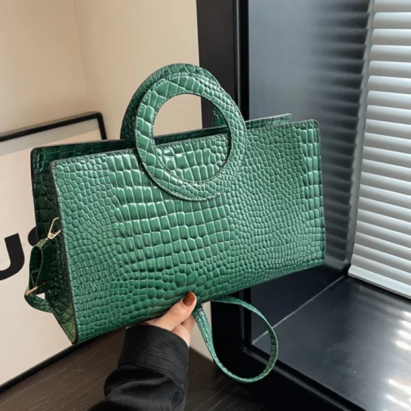Luxury Designer PU Leather Crocodile Pattern Versatile Shoulder Crossbody Bag - Image 7