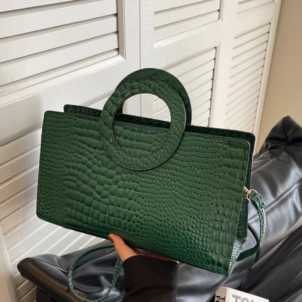 Luxury Designer PU Leather Crocodile Pattern Versatile Shoulder Crossbody Bag - Image 6
