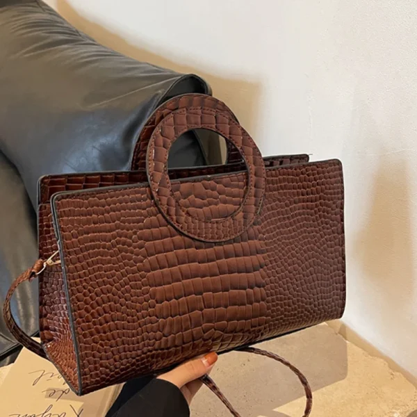 Luxury Designer PU Leather Crocodile Pattern Versatile Shoulder Crossbody Bag - Image 3