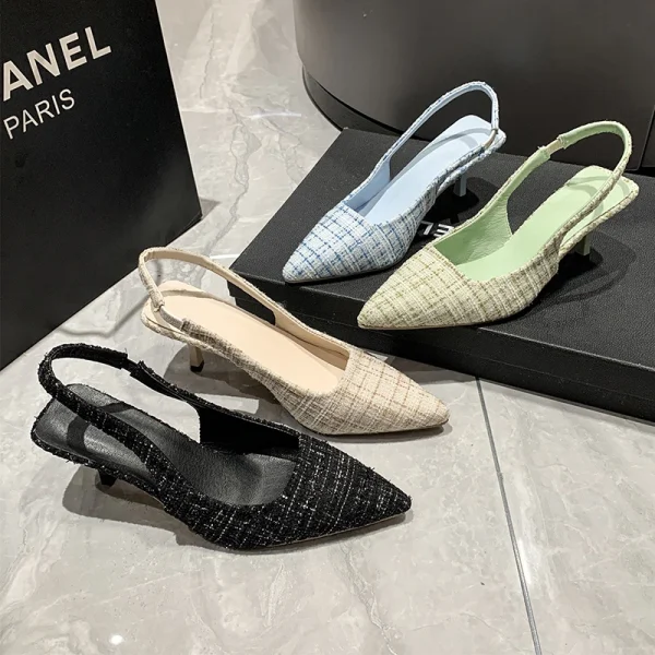 Luxury Designer Sling-backs Pointed Toe High Heels Sandal - Image 13