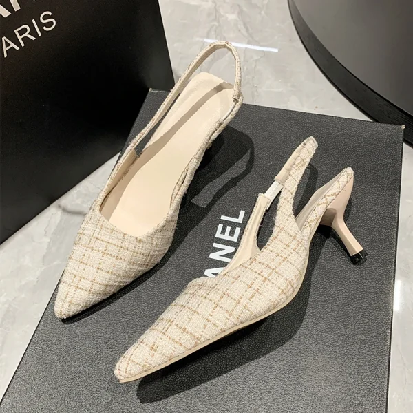 Luxury Designer Sling-backs Pointed Toe High Heels Sandal - Image 4