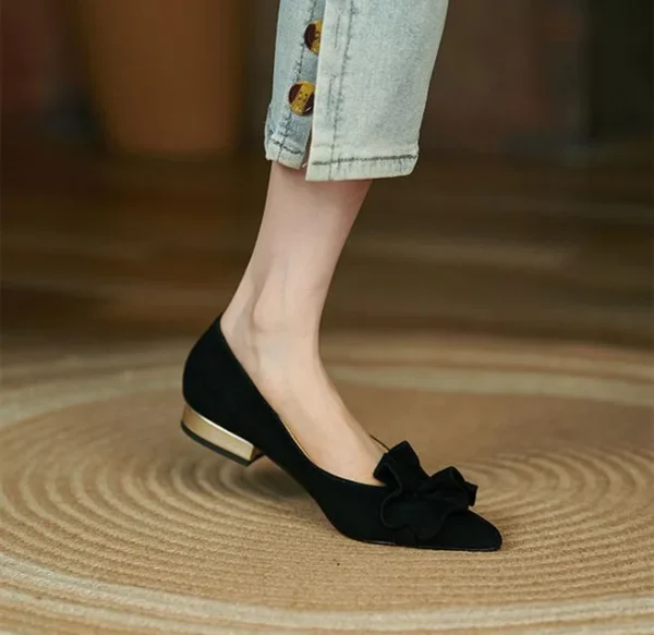 Luxury High Quality Leather Pointed Toe Low Non Slip High Heel Pumps - Image 5