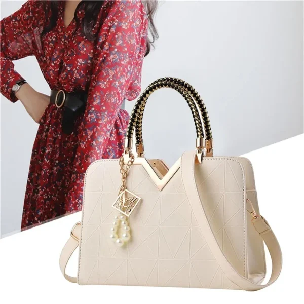 Luxury Patchwork Shoulder Messenger Office Work PU Leather Bag - Image 6