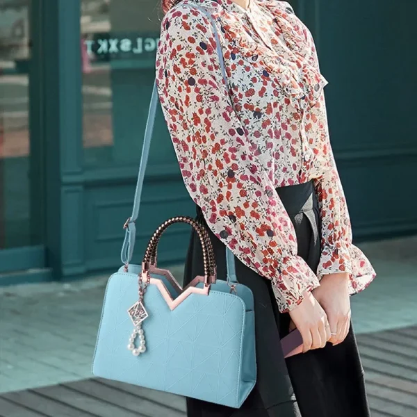 Luxury Patchwork Shoulder Messenger Office Work PU Leather Bag - Image 4