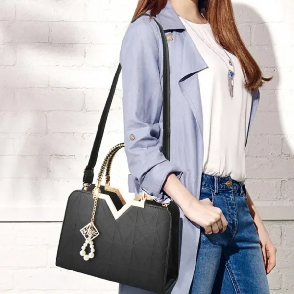 Luxury Patchwork Shoulder Messenger Office Work PU Leather Bag - Image 5