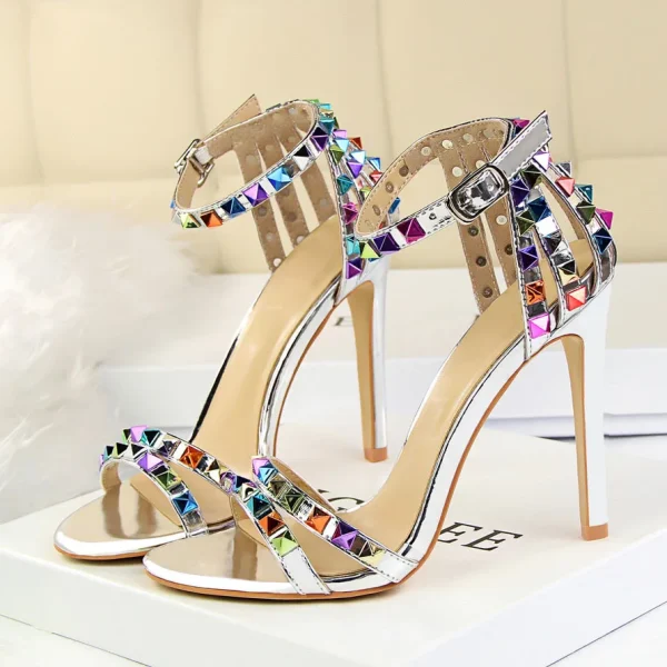 Luxury Stiletto Gladiator Stripper Rivets Open Toe High Heels Sandles - Image 18