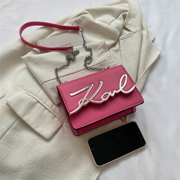 Metal Letter Chain Link Strap Magnetic Button for Daily Use Crossbody Bag - Image 7
