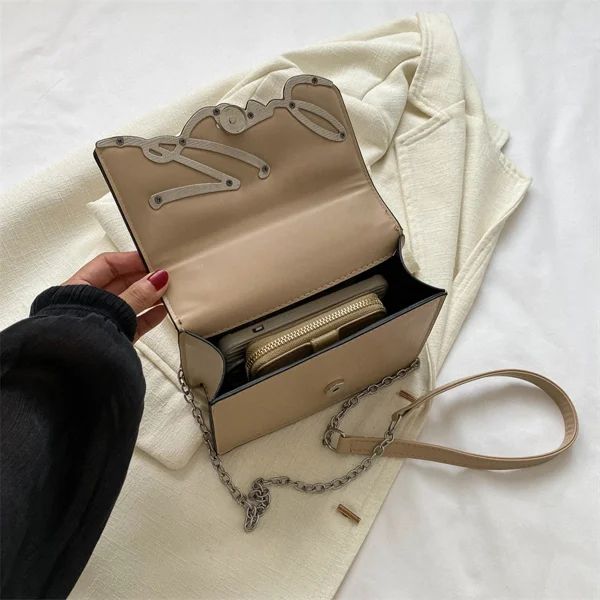 Metal Letter Chain Link Strap Magnetic Button for Daily Use Crossbody Bag - Image 5
