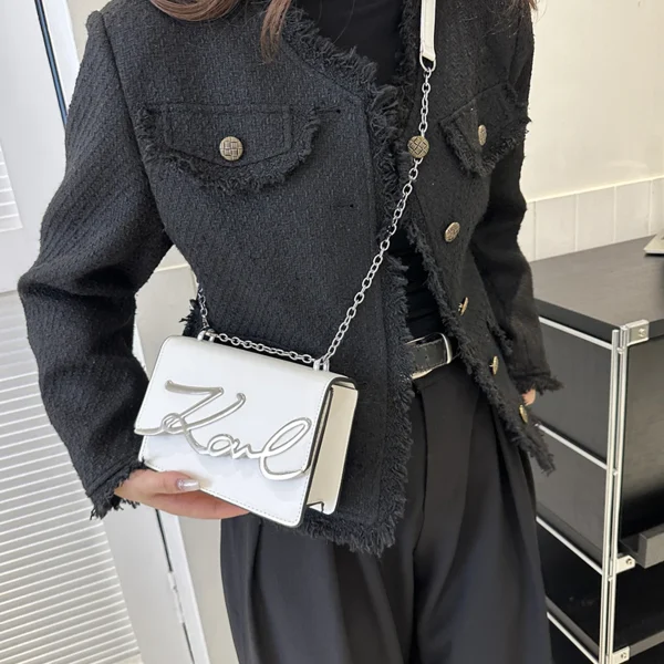 Metal Letter Chain Link Strap Magnetic Button for Daily Use Crossbody Bag