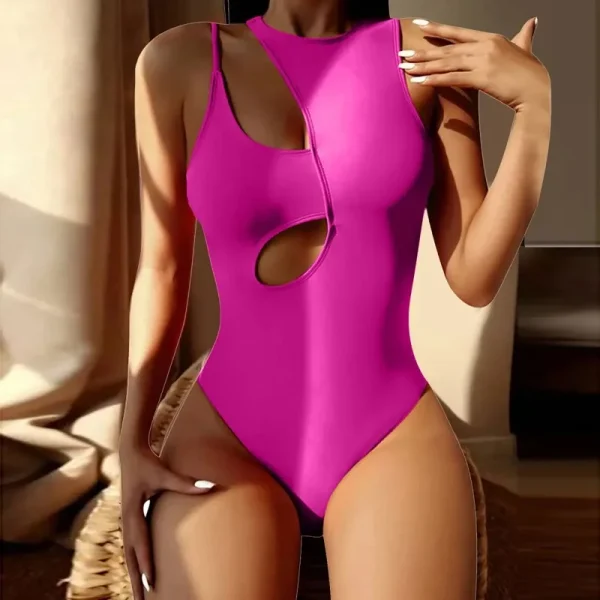 One Shoulder Push Up Hollow Out Swimsuits Solid Bathing Suits
