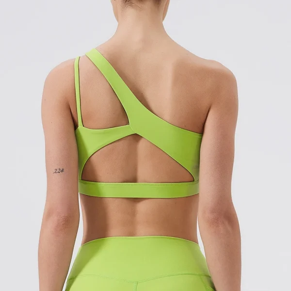 One Shoulder Shockproof Breathable Gym Yoga Running Bra - Image 10