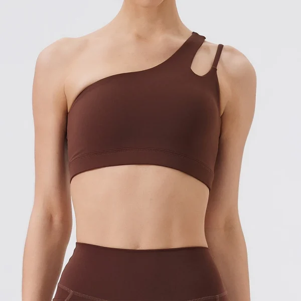 One Shoulder Shockproof Breathable Gym Yoga Running Bra - Image 11