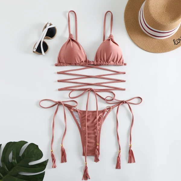 Push up Swimming for Bathing Suit Swimsuits Bandage Bikinis Set - Image 2