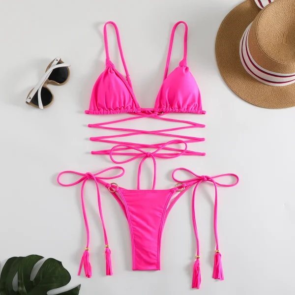 Push up Swimming for Bathing Suit Swimsuits Bandage Bikinis Set - Image 6