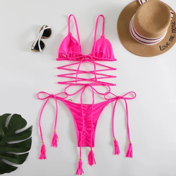 Push up Swimming for Bathing Suit Swimsuits Bandage Bikinis Set - Image 7