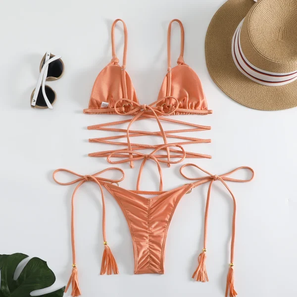 Push up Swimming for Bathing Suit Swimsuits Bandage Bikinis Set - Image 9