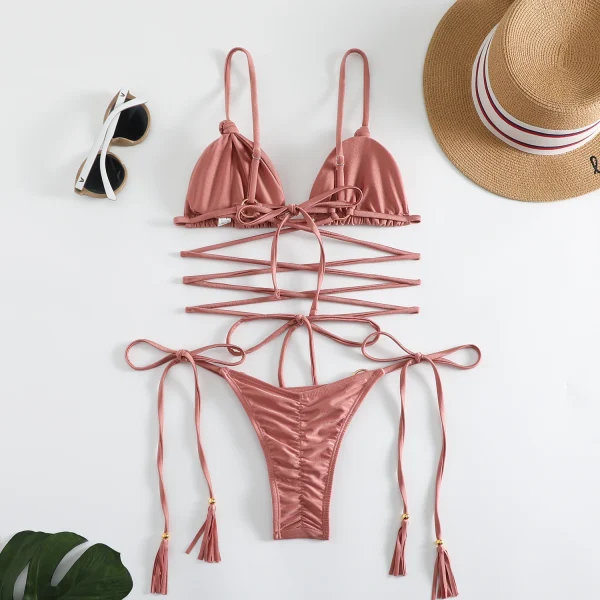 Push up Swimming for Bathing Suit Swimsuits Bandage Bikinis Set - Image 3