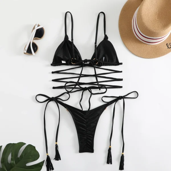 Push up Swimming for Bathing Suit Swimsuits Bandage Bikinis Set - Image 11