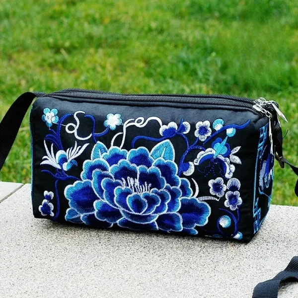 Retro Multi Floral Embroidery Bohemia Ethnic Canvas Small Messenger Shoulder Coin Purse Handbags Bag - Image 6