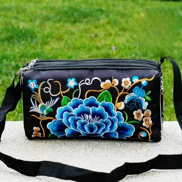 Retro Multi Floral Embroidery Bohemia Ethnic Canvas Small Messenger Shoulder Coin Purse Handbags Bag - Image 4