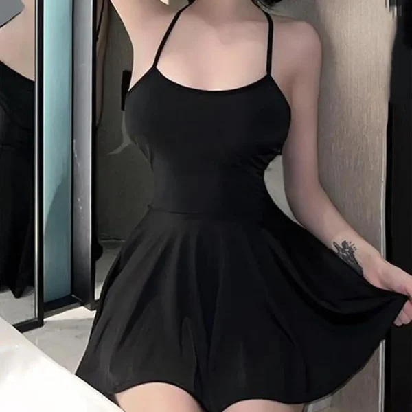 Ruffled Bandage Smooth Uniform Slip Night Club Outfits Allure Backless Pleated Micro Mini Dress - Image 2