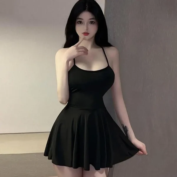 Ruffled Bandage Smooth Uniform Slip Night Club Outfits Allure Backless Pleated Micro Mini Dress - Image 3