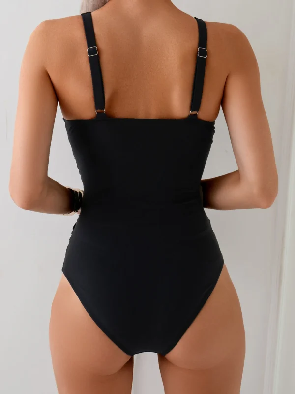 Solid Cross Swimwear Push Up Bathing Suit Beachwear Large Size Swimming Suit - Image 2