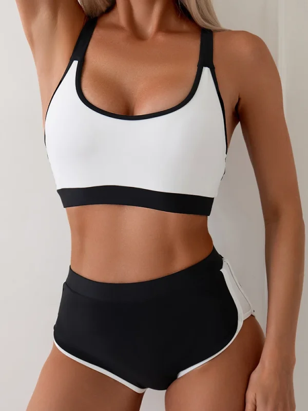 Tight Patchwork Swimwear Push Up Backless High Waist Beach Bathing Suit - Image 3