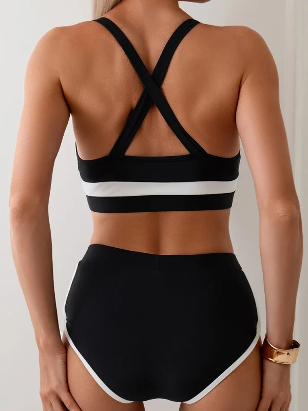 Tight Patchwork Swimwear Push Up Backless High Waist Beach Bathing Suit - Image 6