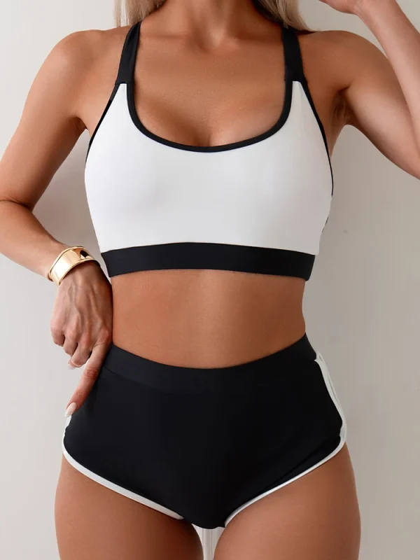 Tight Patchwork Swimwear Push Up Backless High Waist Beach Bathing Suit