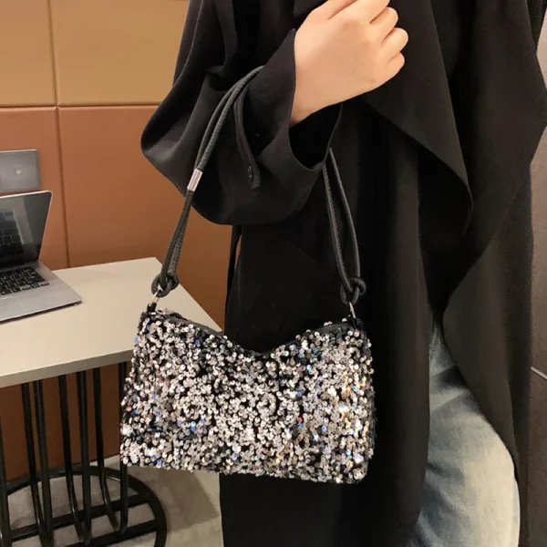 Trendy Polyester With Sequins Versatile Single Shoulder Small Handbag - Image 3