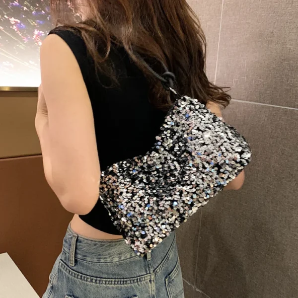 Trendy Polyester With Sequins Versatile Single Shoulder Small Handbag - Image 4