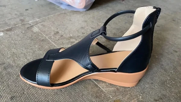 Vintage With Zip Back Gladiator Wedges Heels Sandals - Image 2