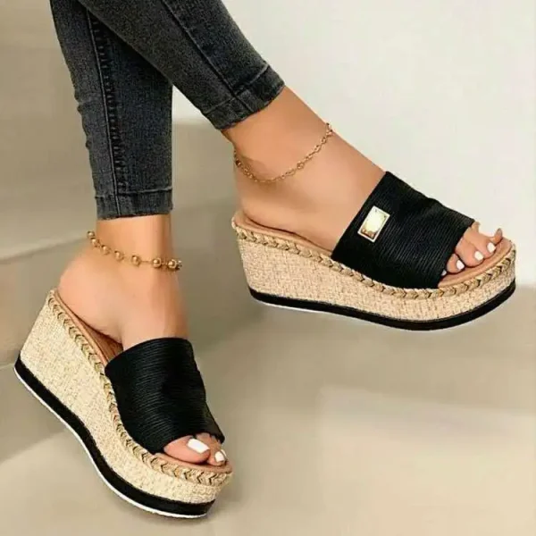 Casual Basic Clog Wedge Flip Flop Platform High Heels Sandals - Image 2