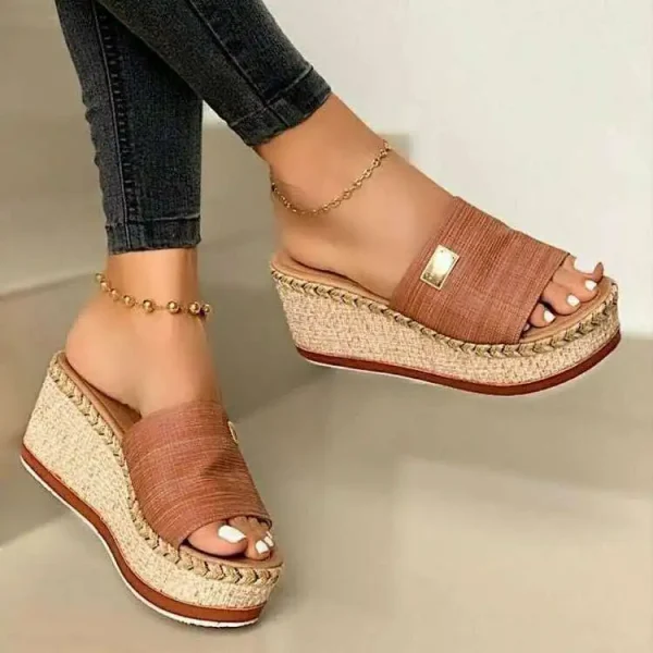 Casual Basic Clog Wedge Flip Flop Platform High Heels Sandals - Image 3