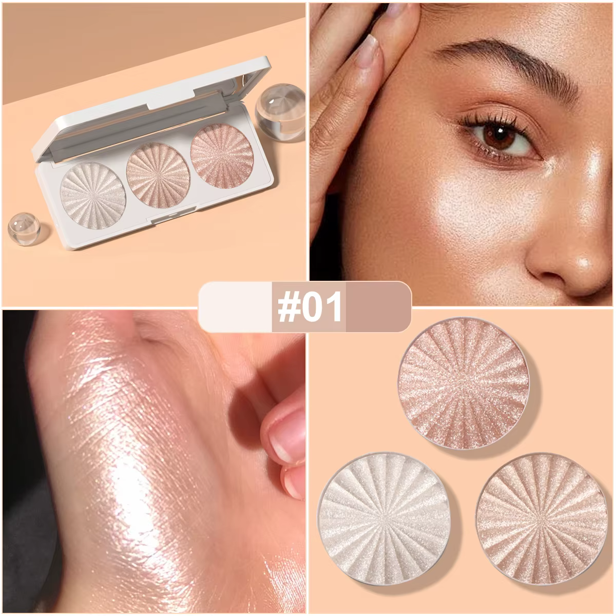 Dimension And Luster Palette Contouring Palette 3-Color Pearl Fine Shimmer Light Highlighting