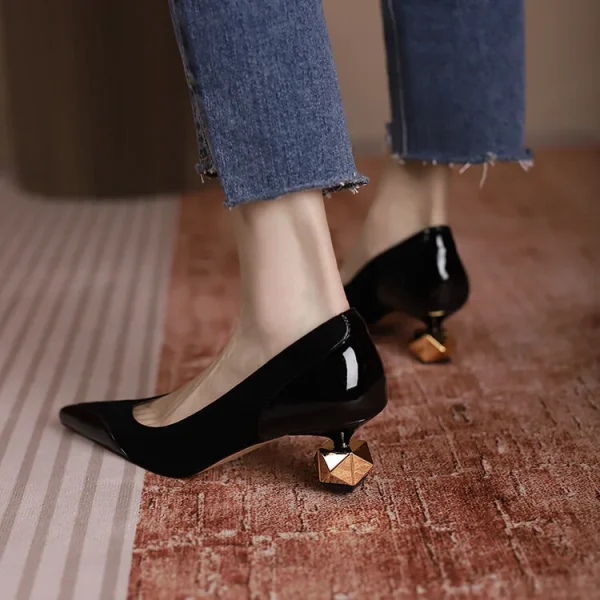 Elegant Splicing Pointed Shallow Shaped High Heels Pumps - Image 10