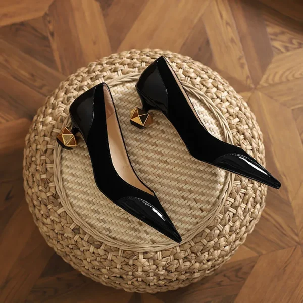 Elegant Splicing Pointed Shallow Shaped High Heels Pumps - Image 11