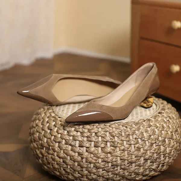 Elegant Splicing Pointed Shallow Shaped High Heels Pumps - Image 6