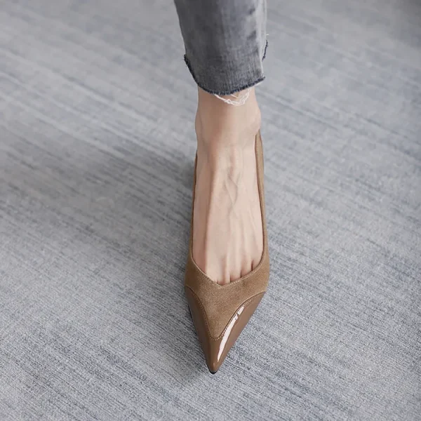 Elegant Splicing Pointed Shallow Shaped High Heels Pumps - Image 4