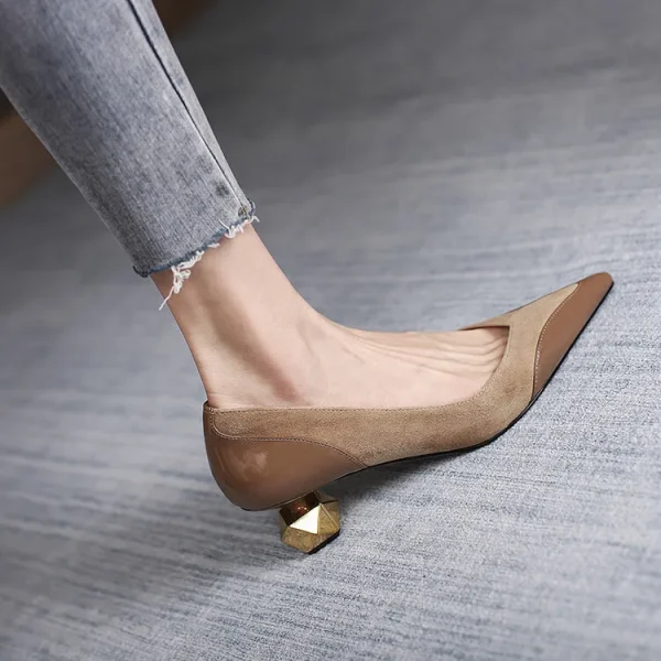 Elegant Splicing Pointed Shallow Shaped High Heels Pumps - Image 2