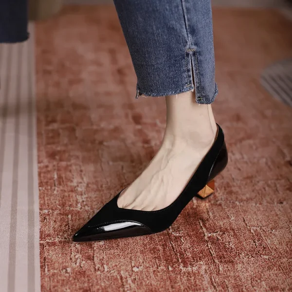 Elegant Splicing Pointed Shallow Shaped High Heels Pumps - Image 8