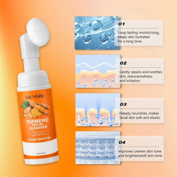 Cleanser Moisturize Facial Brightening Skin Tone Face Wash Foam with Brush Skin Care. - Image 4