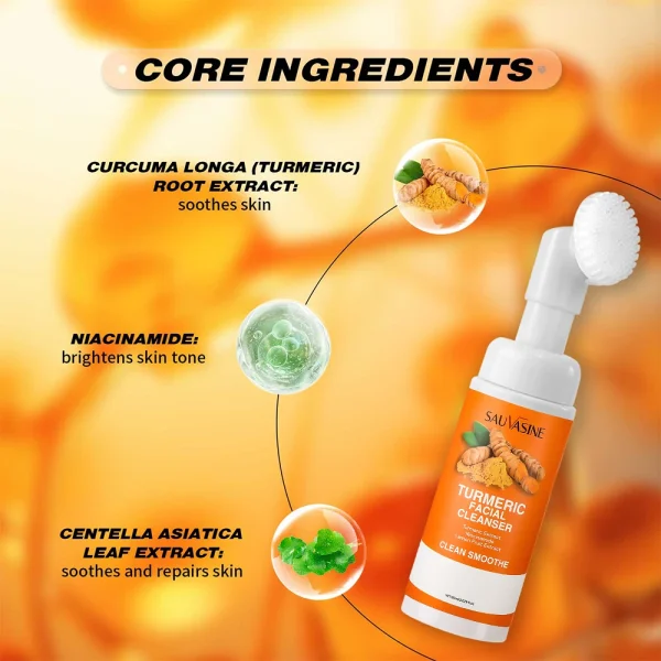 Cleanser Moisturize Facial Brightening Skin Tone Face Wash Foam with Brush Skin Care. - Image 5