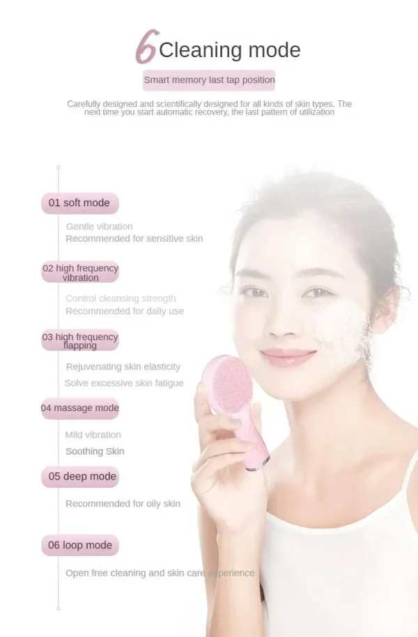 Electric Facial Cleansing Brush Deep Pore Cleaning Sonic Vibration. - Image 5